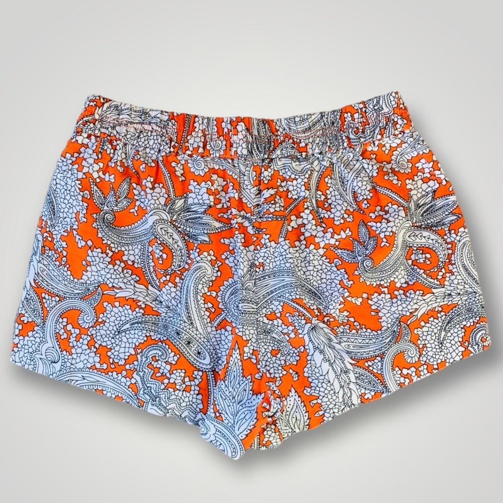 J. Crew Orange Paisley Print Boardwalk Shorts - Picture 4 of 6
